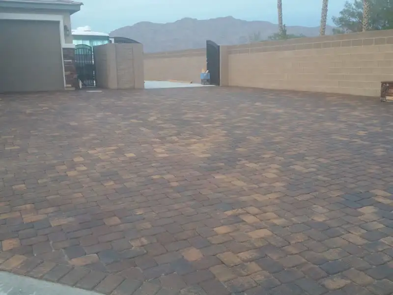The same driveway after sealing, old and new blended